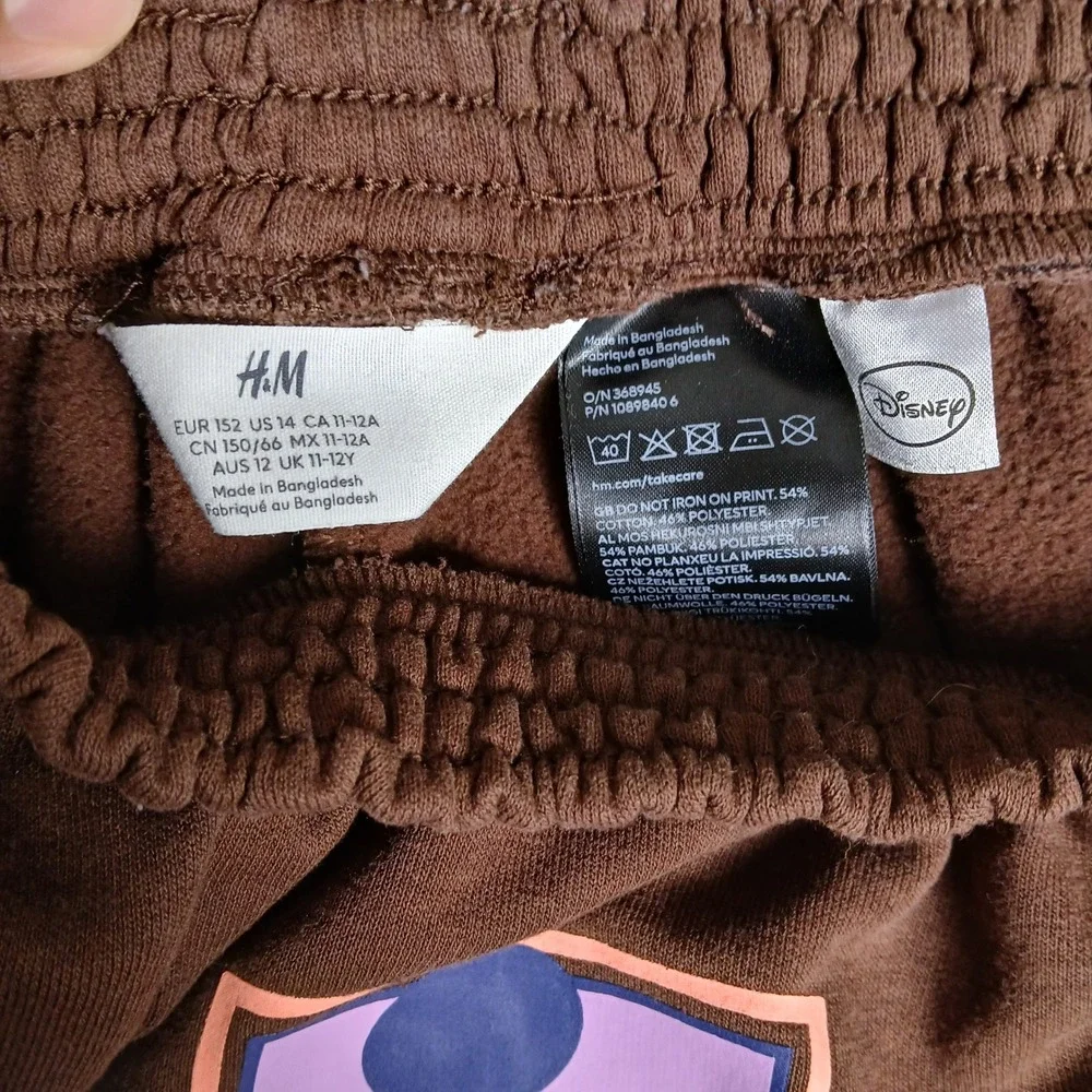 HM Disney Mickey Mouse Joggers Brown Varsity Graphic Sweatpants Kids 11-12Y